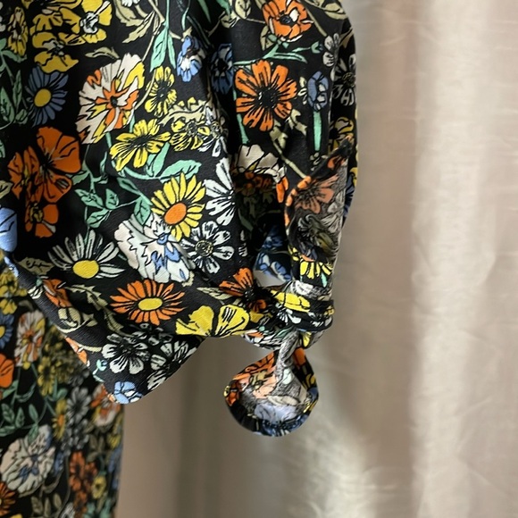 Bobeau Women’s Large Floral Wide Elastic Neckline Puffy Short Sleeve Dress - Picture 6 of 9